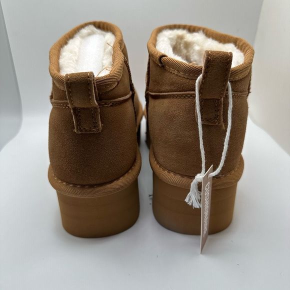 CUSHIONAIRE Women's Genuine Suede pull platform boot +Memory Foam 8.5 CHESTNUT - Picture 4 of 7